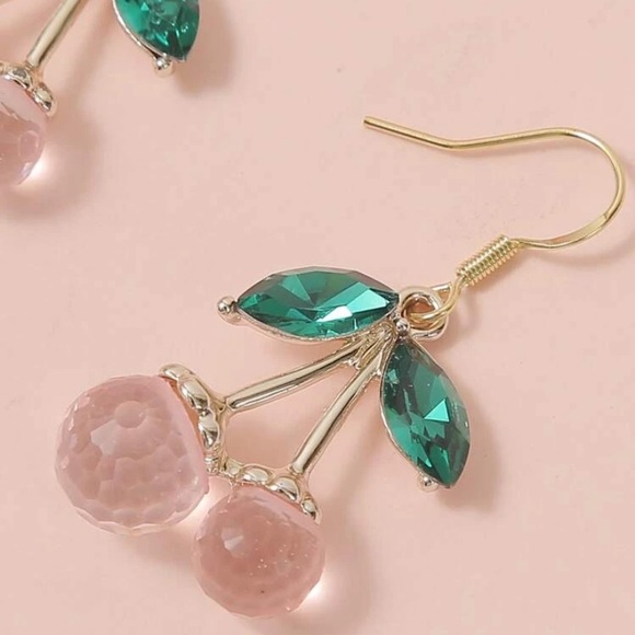 Anthro Pink cherry drop earrings - Picture 4 of 6